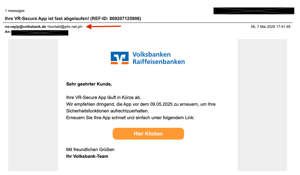 ACHTUNG: Ich warne vor einer aktuellen Phishing-Welle – Angeblicher Ablauf der VR-Secure App bei Volksbanken Raiffeisenbanken - Cover Image
